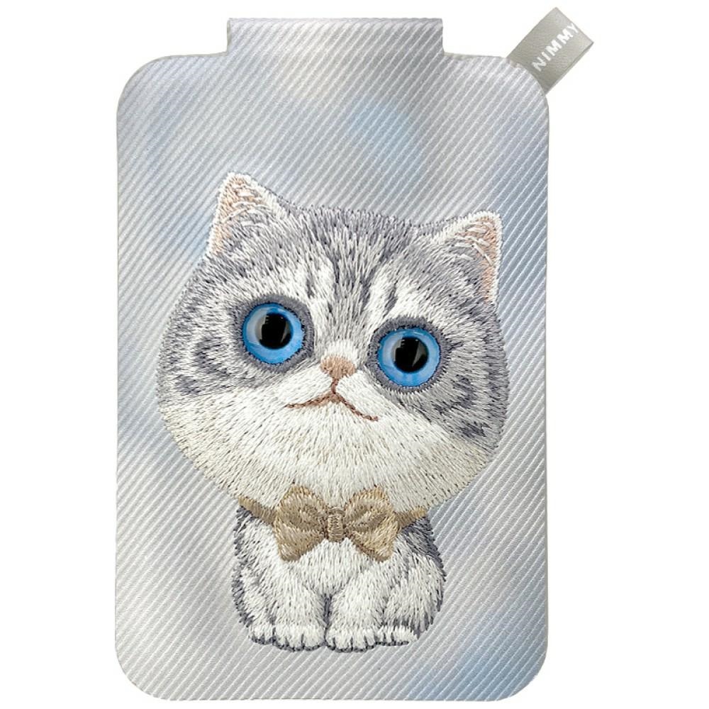 Nimmy New Big-Eye Cute Pets 2.0 Cat magnetinis „MagSafe“ kortelių dėklas telefonui su stovu – pilkas