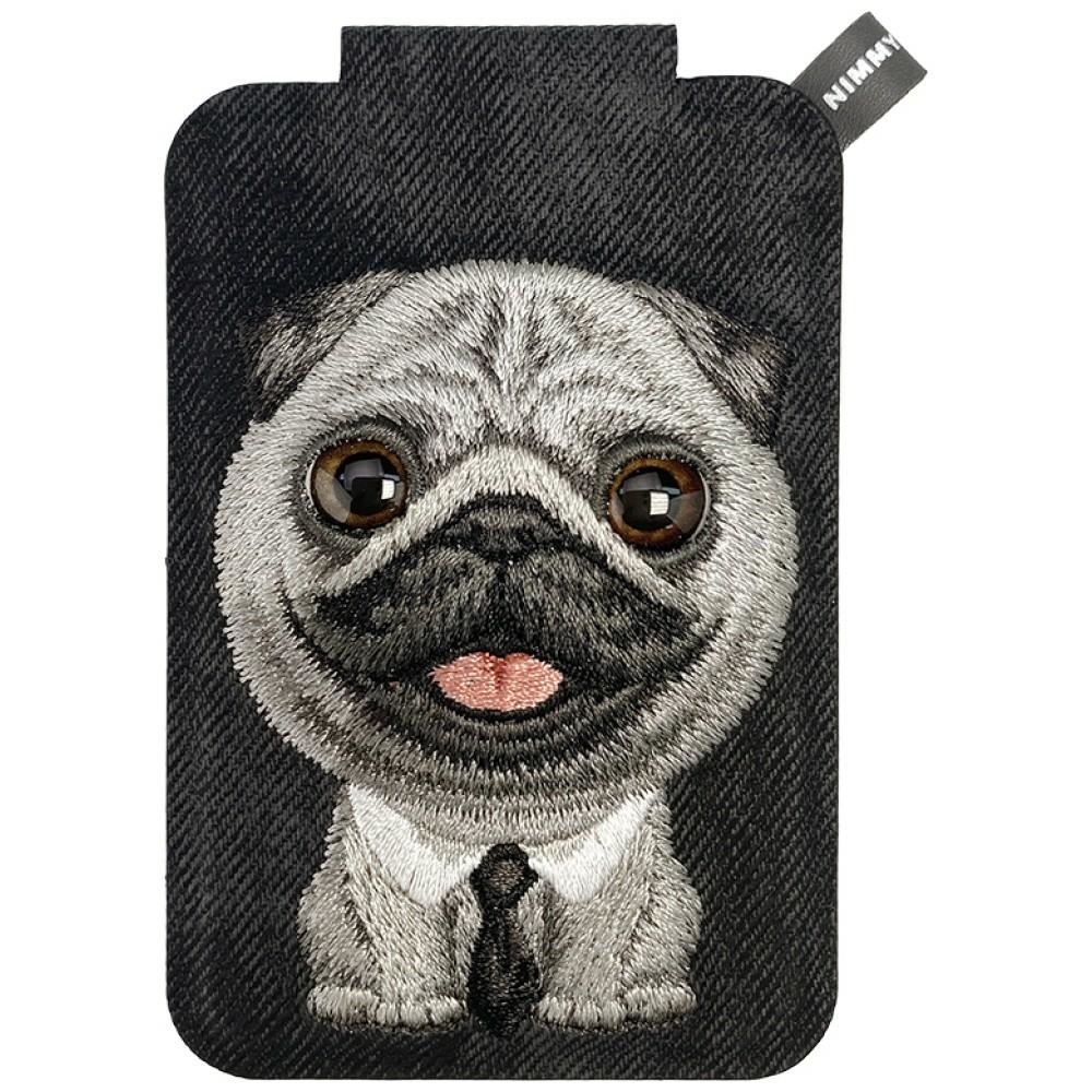 Nimmy New Big-Eye Cute Pets 2.0 Dog magnetinis „MagSafe“ kortelių dėklas telefonui su stovu – juodas