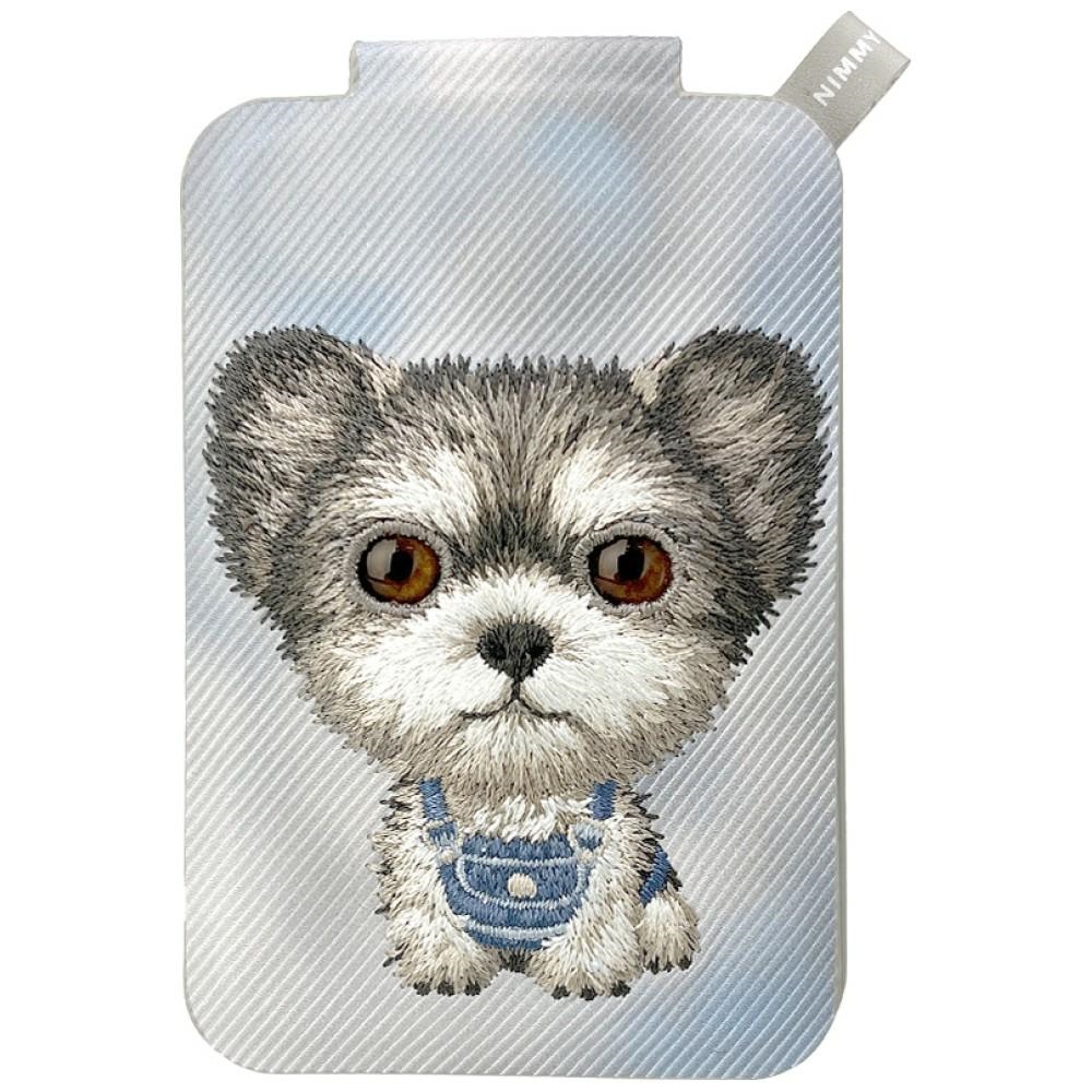 Nimmy New Big-Eye Cute Pets 2.0 Dog magnetinis „MagSafe“ kortelių dėklas telefonui su stovu – pilkas