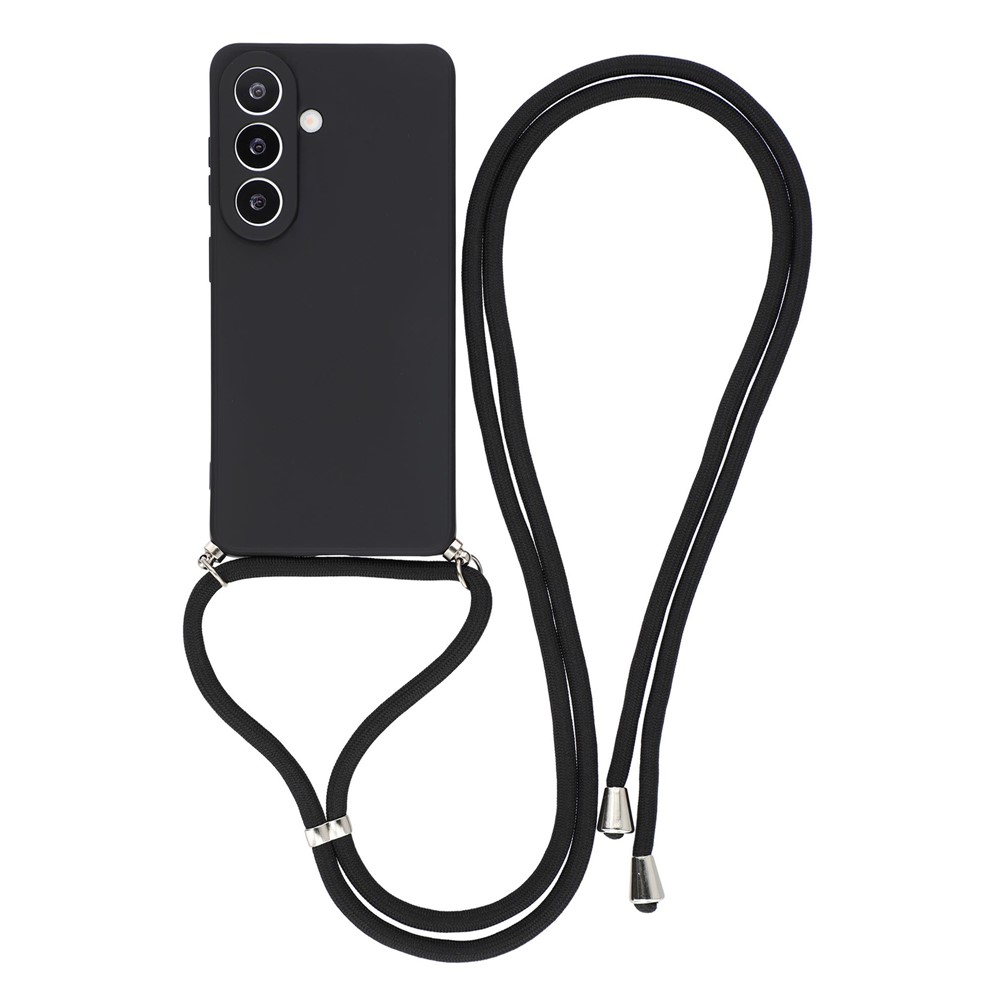 Samsung Galaxy A37 5G Case with Fiber Lining and Crossbody Strap - Black