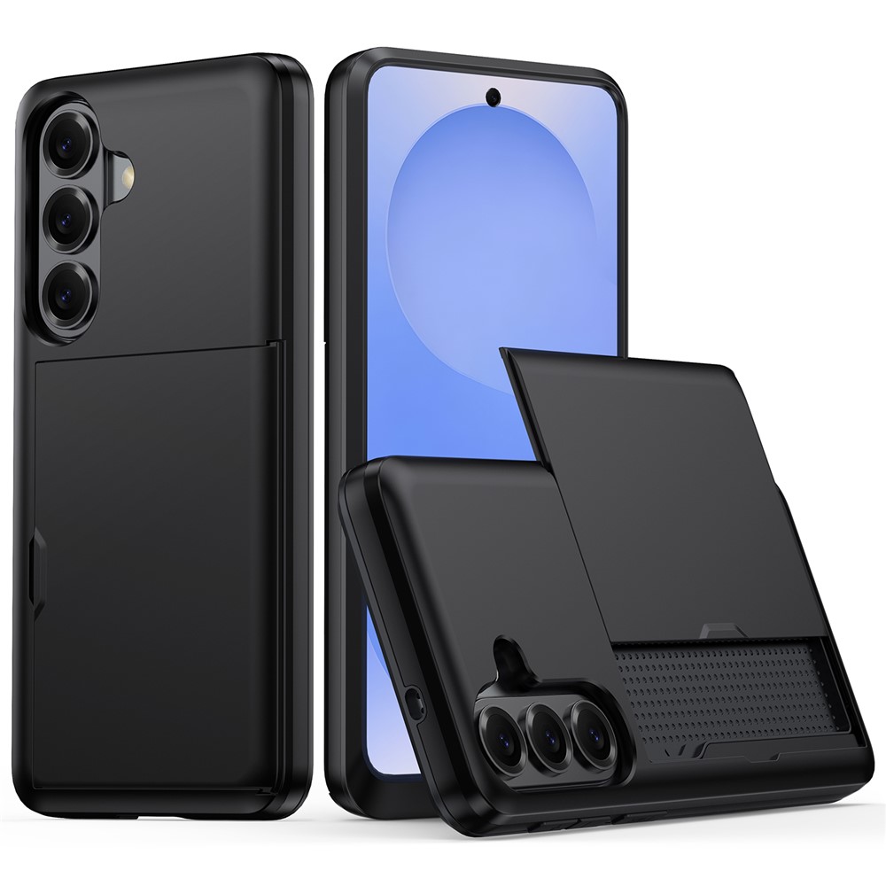 AMORUS dėklas su slankiojančiu kortelių laikikliu, skirtas „Samsung Galaxy S26“ – juodas