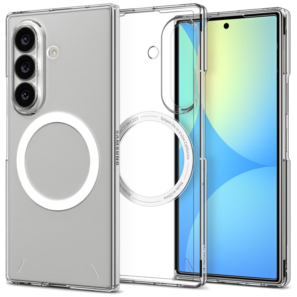 Spigen AirSkin MagFit dėklas, skirtas „Samsung Galaxy Z Fold 8 Ultra“ – skaidrus su balta spalva