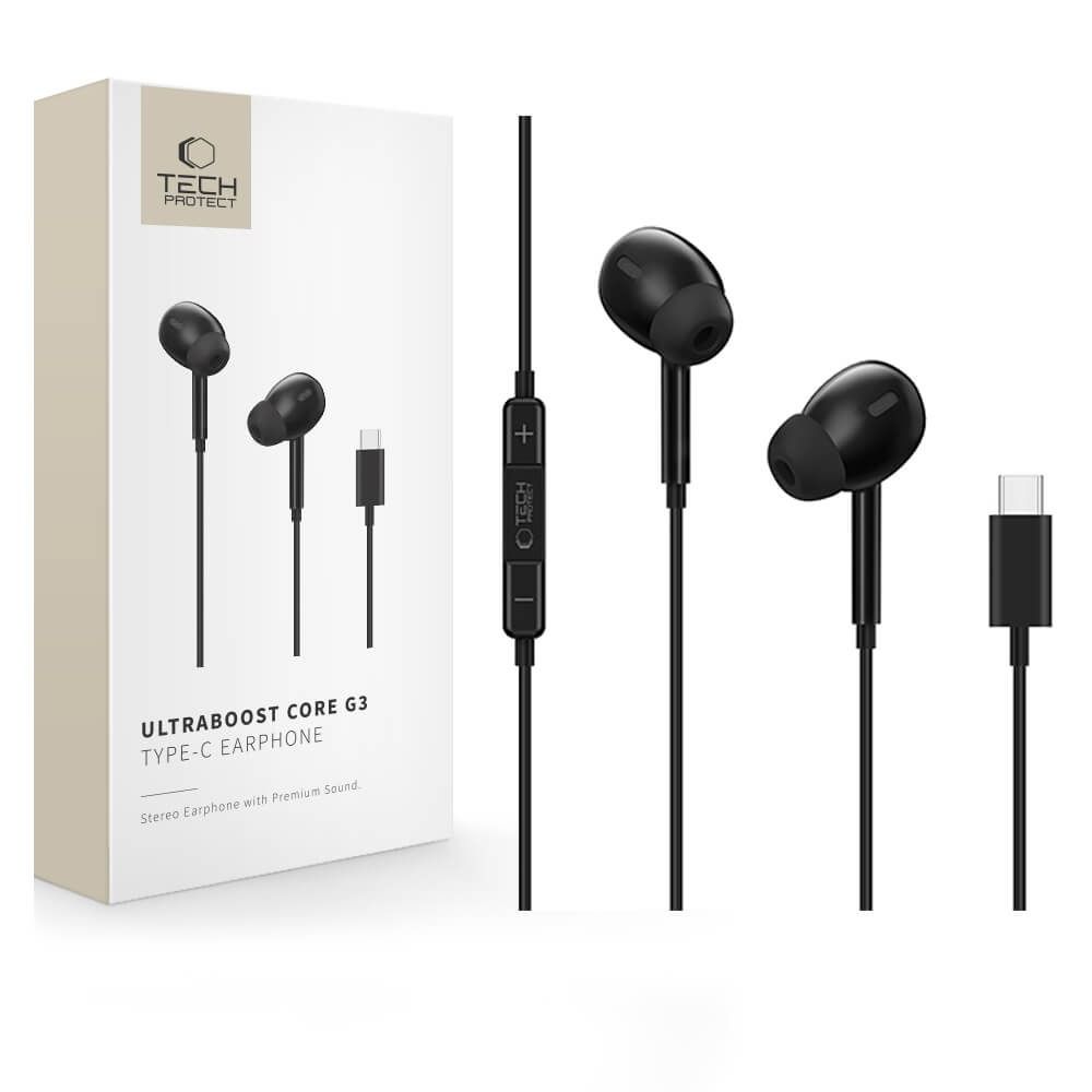 Tech-Protect Ultraboost Core G3 laidinės ausinės su USB-C jungtimi – juodos