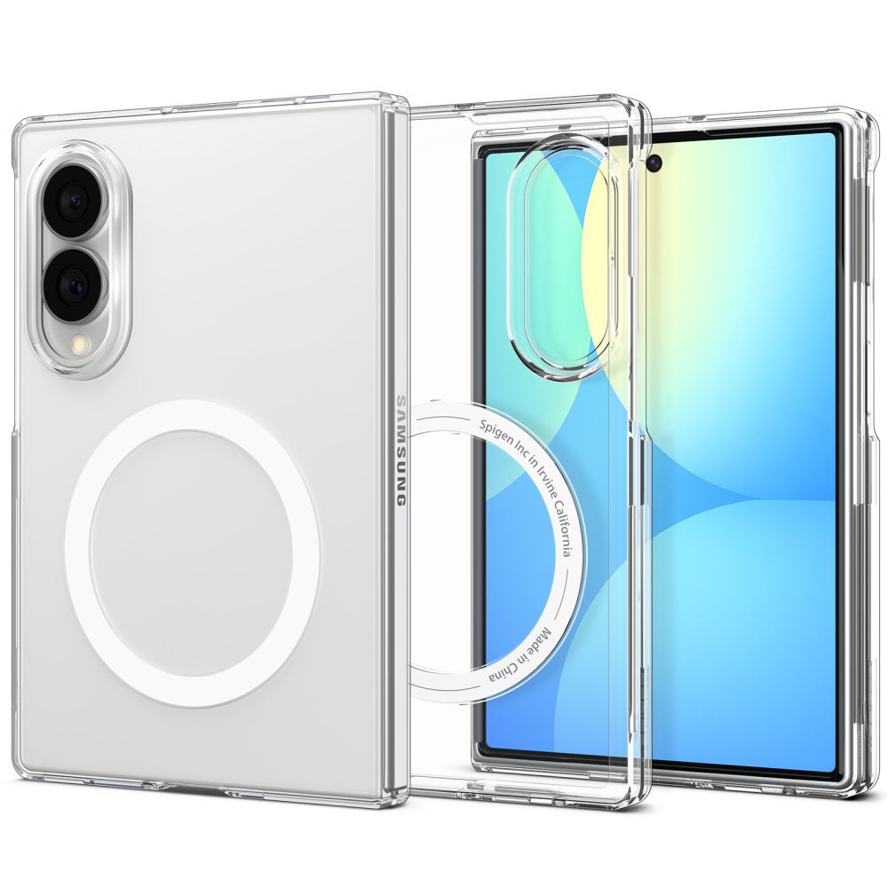Spigen AirSkin MagFit MagSafe dėklas Samsung Galaxy Z Fold 8, skaidrus ir baltas