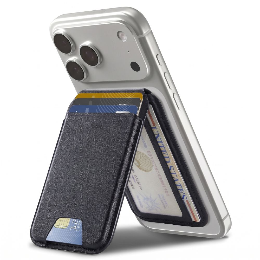 ESR Classic su RFID apsauga magnetinis „MagSafe“ kortelių dėklas telefonui su stovu – juodas