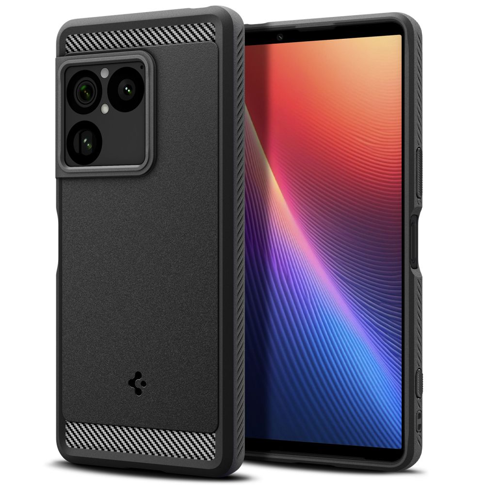 Spigen Rugged Armor dėklas, skirtas „Sony Xperia 1 VIII“ – matinis juodas