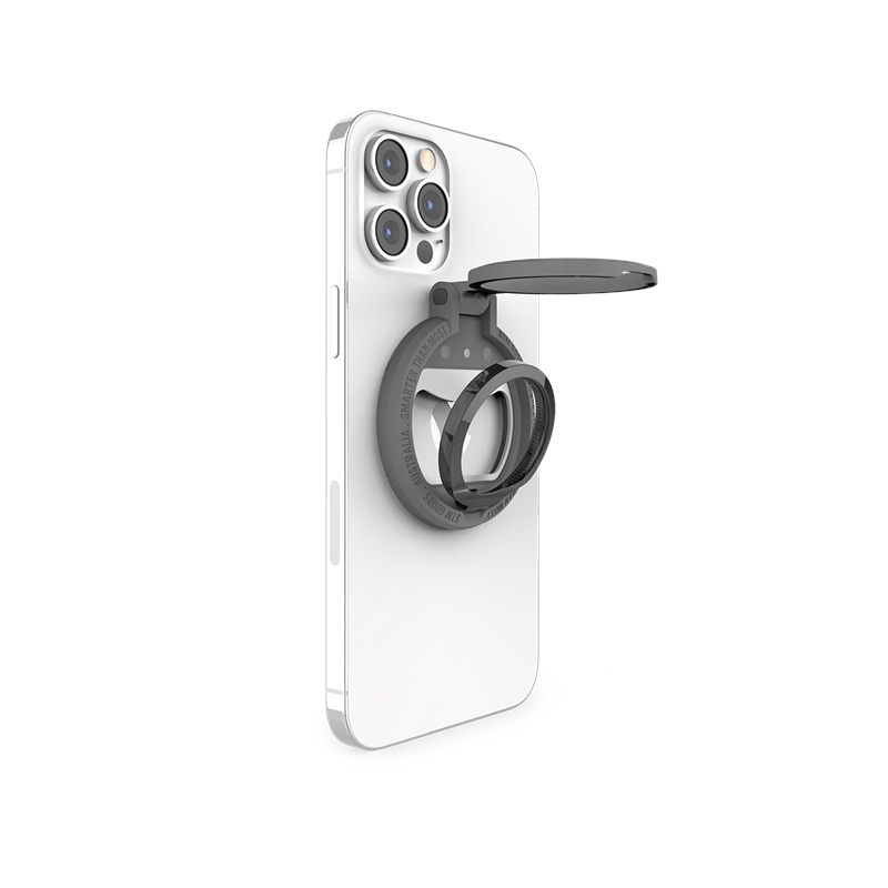 STM MagLoop 3-in-1 MagSafe priedas, skirtas iPhone: piršto kilpa, atrama ir butelių atidarytuvas, pilkas