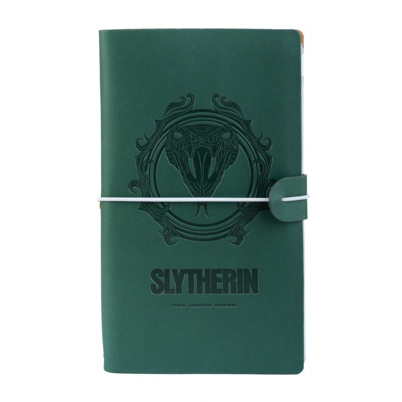 Harry Potter Slytherin odinė kelioninė užrašinė, 12 × 19,6 cm, žalia