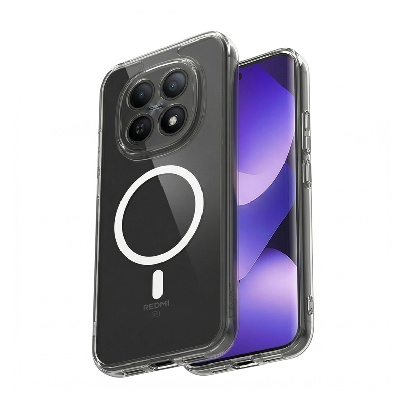 Crong Hybrid Clear Magnetic MagSafe dėklas, skirtas Xiaomi Redmi Note 15 Pro, skaidrus