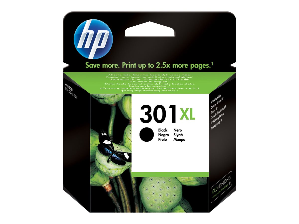 Originali HP 301XL rašalo kasetė (CH563EE#301), juoda, didelės talpos, skirta DeskJet 1050 / 2050