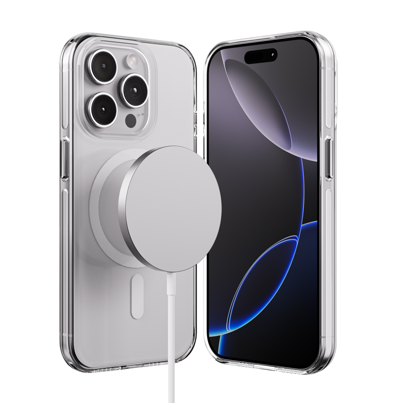 Crong Clear MAG Pro MagSafe dėklas, skirtas iPhone 15 Pro, skaidrus