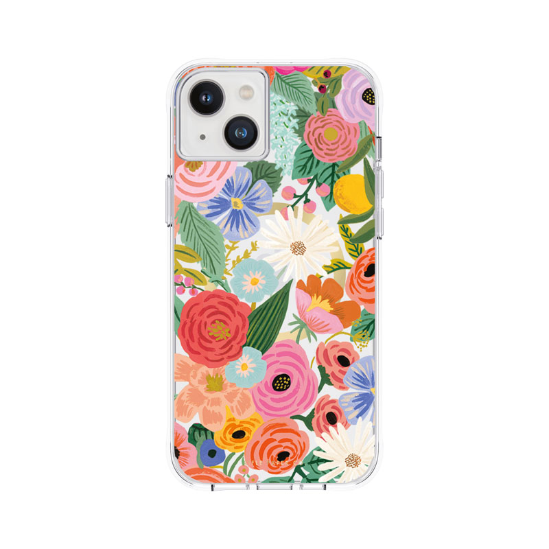 Rifle Paper Clear MagSafe dėklas, skirtas iPhone 14 Plus, „Garden Party Blush“ rašto