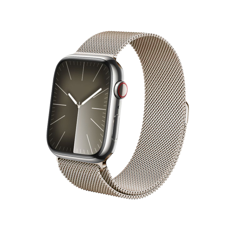 Crong Milano Steel nerūdijančiojo plieno dirželis, skirtas Apple Watch 44 / 45 / 46 / 49 mm, šampano spalvos