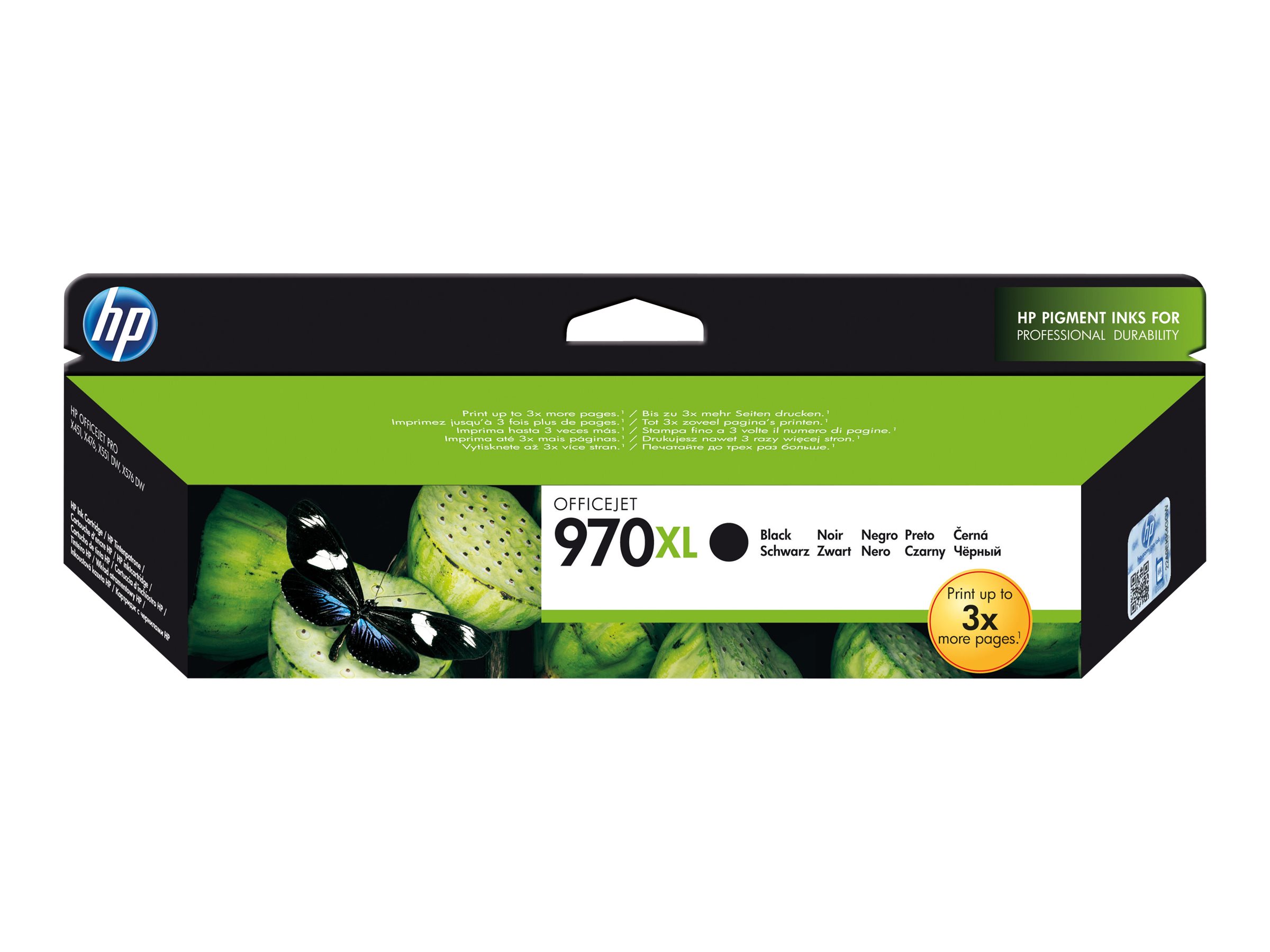 Originali HP 970XL rašalo kasetė (CN625AE), juoda, didelės talpos, skirta OfficeJet Pro X451 / X551 / X476 / X576