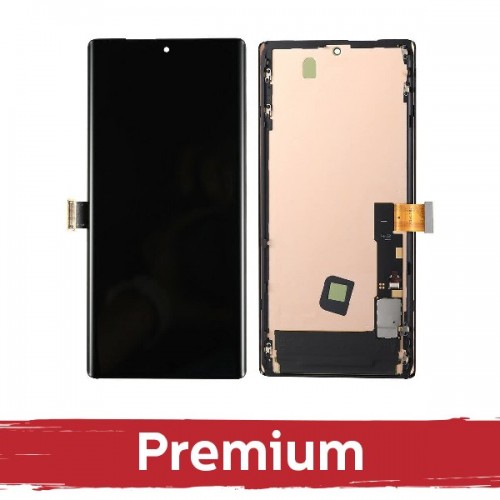Juodas OEM Google Pixel 6 Pro ekranas su rėmeliu
