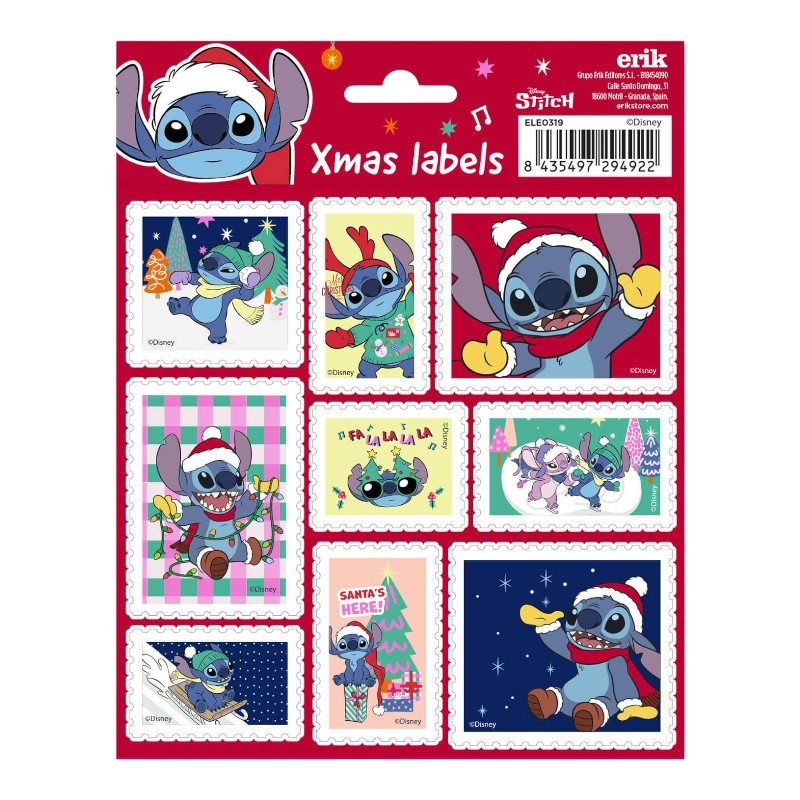 Disney Stitch 18 lipnių kalėdinių lipdukų rinkinys