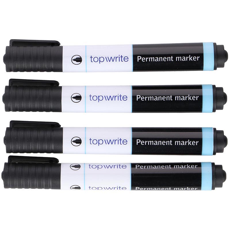 Topwrite permanentiniai žymekliai, 4 vnt., juodi