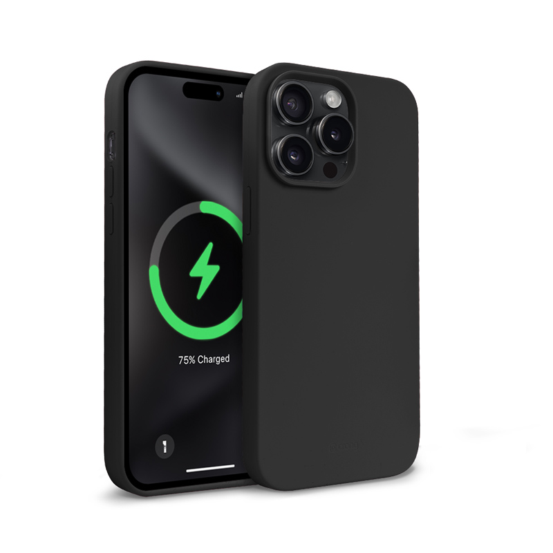 Crong Color Cover Magnetic MagSafe dėklas, skirtas iPhone 15 Pro Max, juodas