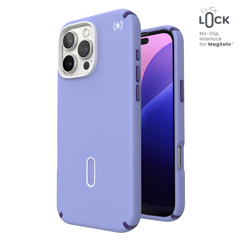 Speck Presidio2 Pro dėklas su MagSafe ir ClickLock, skirtas iPhone 16 Pro Max, „Future Lavender/Cassis Purple“