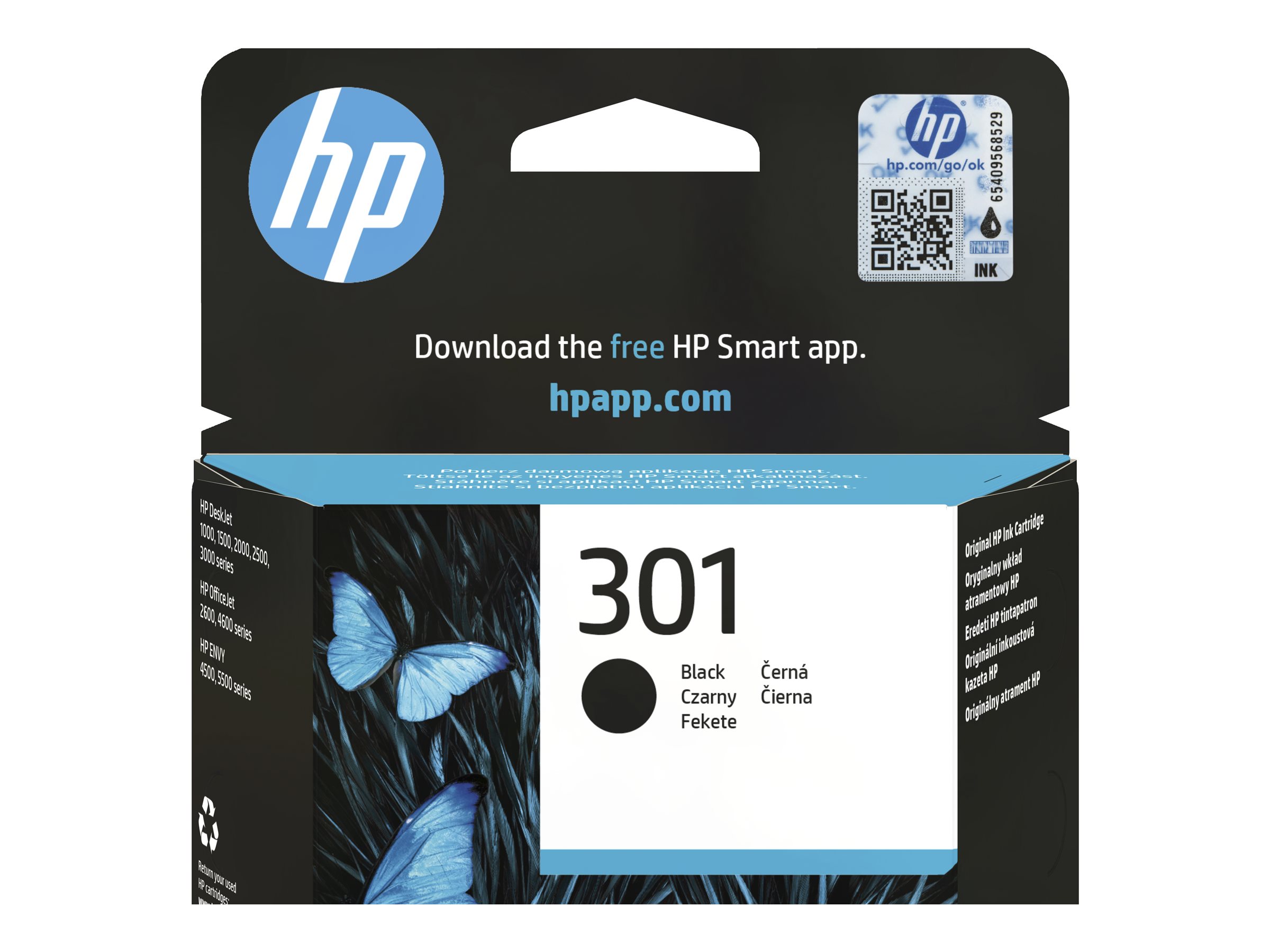 Originali HP 301 rašalo kasetė (CH561EE#301), juoda, standartinės talpos, 3 ml, skirta DeskJet 1050 / 2050