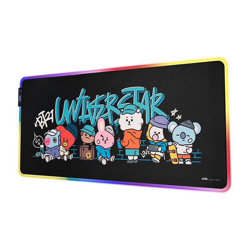 BT21 XXL žaidimų stalo kilimėlis su LED apšvietimu, 90 × 40 cm