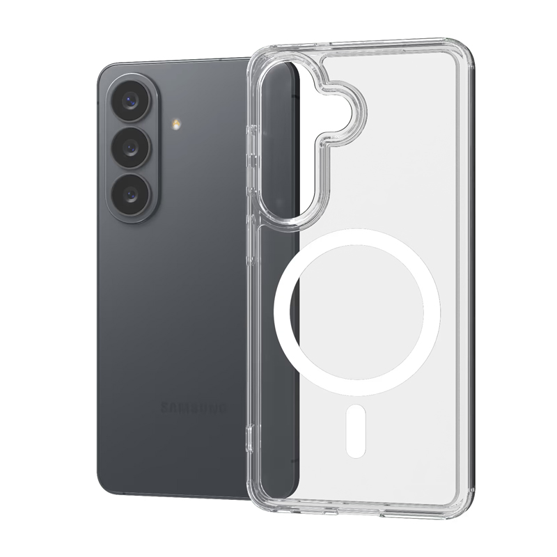 Crong Hybrid Clear Magnetic MagSafe dėklas, skirtas Samsung Galaxy S26+, skaidrus