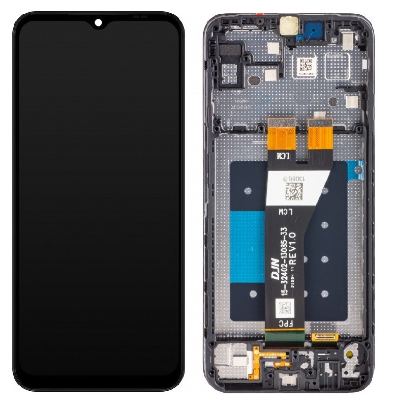 Originalus Samsung A146 A14 5G 2023 LCD ekranas su lietimui jautriu stikliuku ir rėmeliu, juodas (naudotas, C būklės)