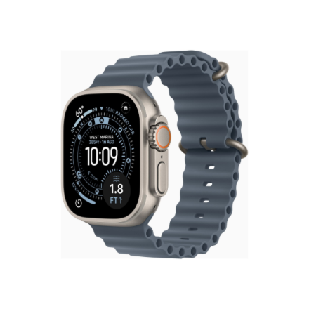 Apple (Apple Watch Ultra 3 GPS + Cellular 49mm Natural Titanium Case with Anchor Blue Ocean Band)
