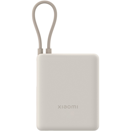 Xiaomi 33W BHR9333GL – 10 000 mAh išorinė baterija su integruotu USB-C laidu, 33 W, smėlio spalvos