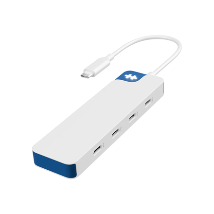 Hyper HyperDrive Flex HD5201BUGL – 4 prievadų USB-C šakotuvas, baltas ir mėlynas