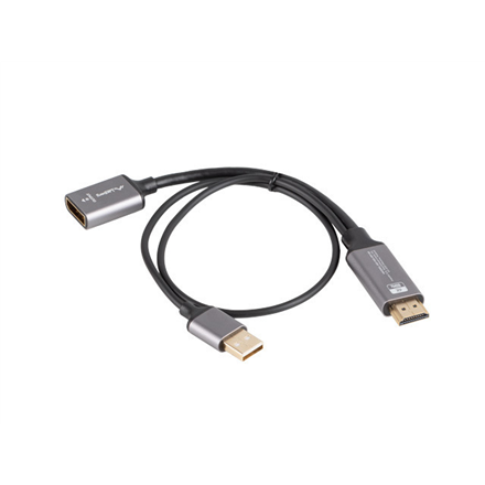 Lanberg AD-HD-DP-02 – HDMI kištuko–DisplayPort lizdo 4K adapteris su 20 cm laidu, sidabrinis