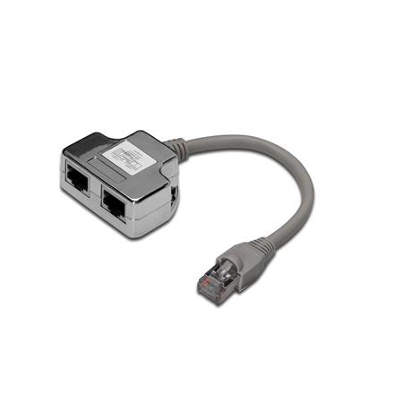 DIGITUS DN-93904 – 0,19 m ekranuotas adapterio kabelis 2 × CAT 5e, RJ45 lizdas į kištuką, juodos spalvos