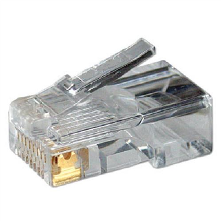 LogiLink MP0002 neekranuotas CAT5e 8P8C modulinis kištukas apvaliam kabeliui, paauksuoti kontaktai, skaidrus
