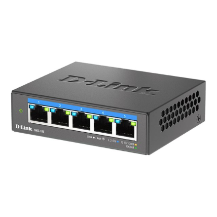 D-Link DMS-105/E 5 prievadų 2.5G daugiagigabitinis stalinis komutatorius, nevaldomas