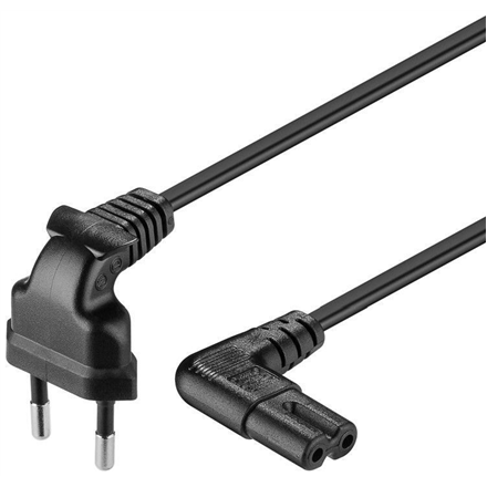 Goobay Euro connection cord, both ends angled 97344 Black Euro male (Type C CEE 7/16) Device socket C7