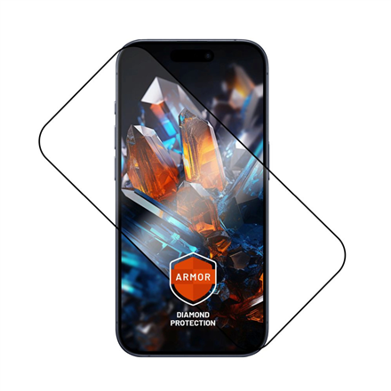 Fixed Armor FIXGA2-1602-BK – juodas grūdinto stiklo ekrano apsaugas, skirtas Apple iPhone 17 Pro, su dulkių šalinimo aplikatoriumi ir AR danga