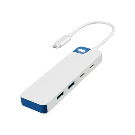 Hyper HyperDrive Flex HD5200BUGL – 4 prievadų USB-C kombinuotas šakotuvas, baltas ir mėlynas