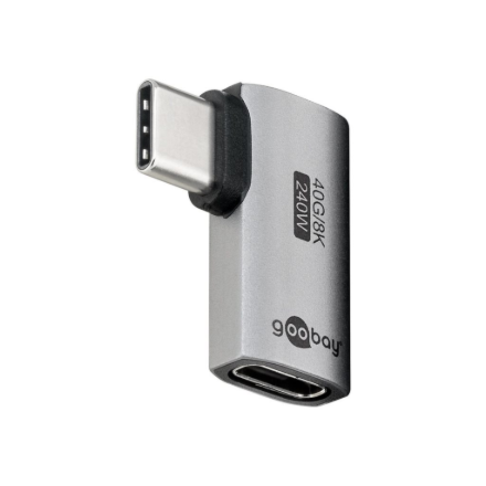 Goobay 74441 – horizontalus 90° USB-C adapteris, USB-C kištukas į USB-C lizdą, USB4