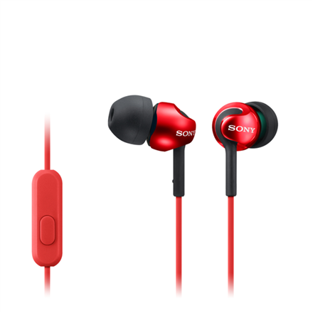 Sony MDR-EX110AP – laidinės į ausis įstatomos ausinės su mikrofonu, raudonos