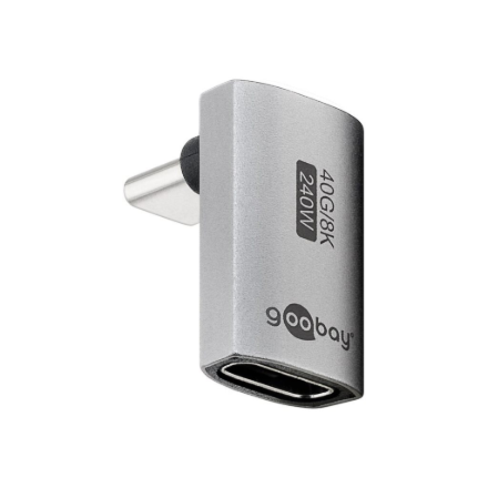 Goobay 74442 – ilgas vertikalus 90° USB-C adapteris, USB-C kištukas į USB-C lizdą, USB4