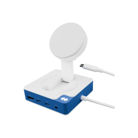 Hyper HyperDrive Flex MagCharge HD8100BUGL – USB-C šakotuvas su 1× HDMI, baltas ir mėlynas