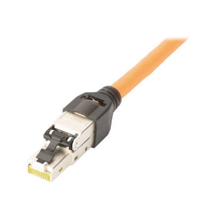 DIGITUS DN-93631 – ekranuotas vietoje montuojamas CAT 6A kištukas su dulkių gaubteliu ir apsauga nuo įtempimo