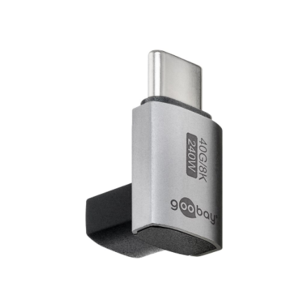 Goobay 74444 – trumpas vertikalus 90° USB-C adapteris, USB-C kištukas į USB-C lizdą, USB4