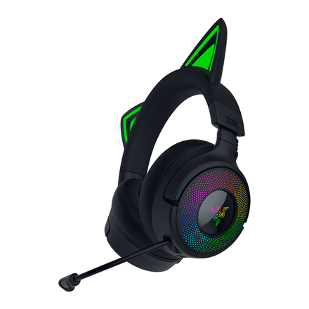 Razer Kraken Kitty V3 Pro RZ04-05170300-R3M1 – belaidės ausis apgaubiančios „Bluetooth“ žaidimų ausinės su katės ausytėmis, juodos