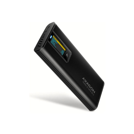 AXAGON išorinis M.2 SSD dėklas (EEM2-SD2B) – USB-C 10 Gb/s, M.2 NVMe / SATA, ekranas