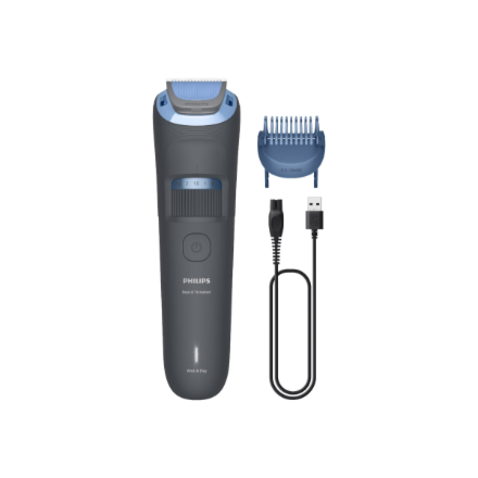 Philips Series 3000 BT3617/15 – belaidė drėgnam ir sausam naudojimui skirta barzdos kirpimo mašinėlė su 20 ilgio nustatymų, tamsiai pilka