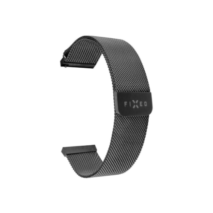 FIXED FIXMEST-22MM-BK – metalinis tinklinis laikrodžio dirželis, 22 mm, smartwatches, juodas, greitai atsegamas