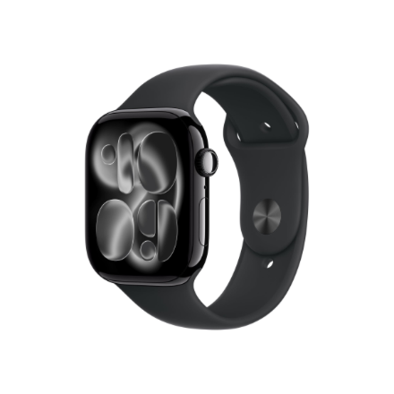 Apple Watch Series 11 MFC24ET/A – GPS + Cellular, 46 mm sodriai juodo aliuminio korpusas, juoda sportinė apyrankė, S/M