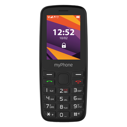 myPhone 6410 LTE Black 2.4 " TFT 64 MB 128 MB Dual SIM Nano SIM USB version Type-C Built-in camera Main camera resolution 0.3 MP 1400 mAh