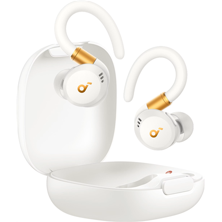 Anker Soundcore ausinukai su ausies kabliuku Sport X20, Bluetooth, ANC, balta/auksinė
